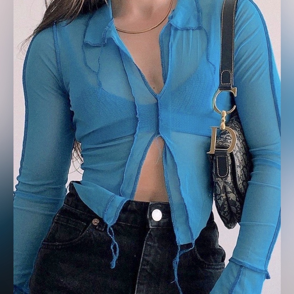 🪼 VRG GRL Go Bold Mesh Top size L NWT - Picture 1 of 6